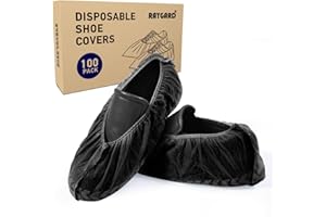 RAYGARD Shoe Covers Disposable, 100 Pack of Non-Woven Shoe Covers for Indoors Reusable, Fit Up To 11 US Men and 13 US Women Size to Protect Your Home, Floors and Shoes in Black