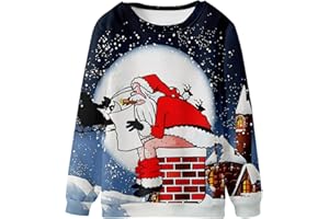 Mens Womens Ugly Christmas Sweater, Adults Xmas Sweaters Long Sleeve Fancy Shirts Santa Claus Reindeer Pullover