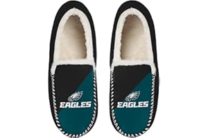 FOCO NFL Unisex-Adult Officially Licensed Color Block Primary Logo Sherpa Lined Moccasin Slippers