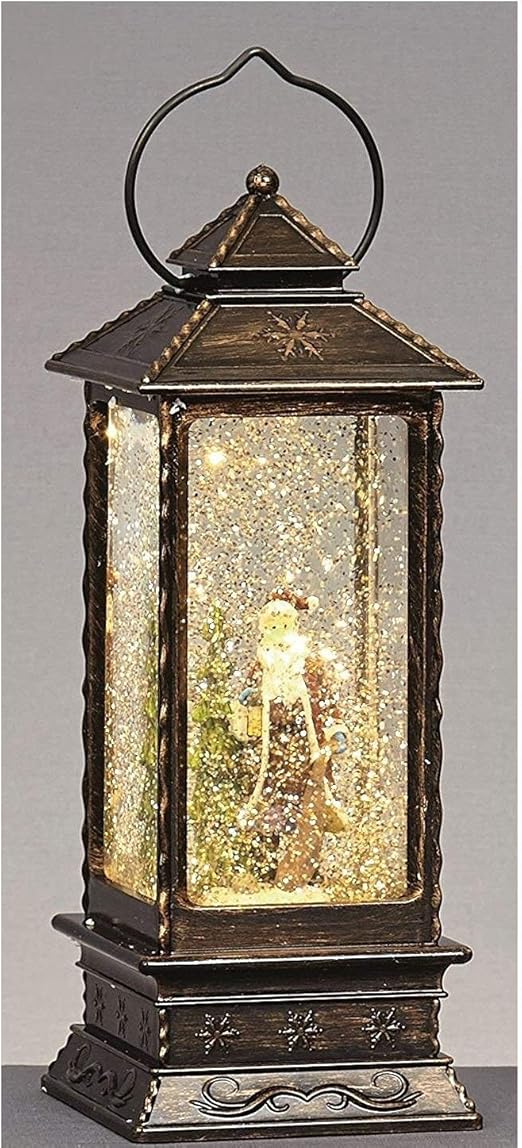 Battery Operated Lantern Santa Glitter Water Spinner Lantern with Warm
