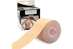 Jawflew Kinesiology Tape - Athletic Tape Supports & Protects Muscles, Knees, Shoulders & Plantar Fasciitis -Waterproof & Hypoallergenic - Ideal for Sports Physiotherapy (Beige,5CMX5M)