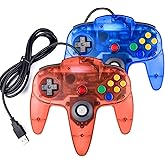 2 Pack USB Retro Controllers for N64 Gaming, miadore PC Classic N64 Game Pad Joypad for Windows PC MAC Raspberry Pi (Clear Bl
