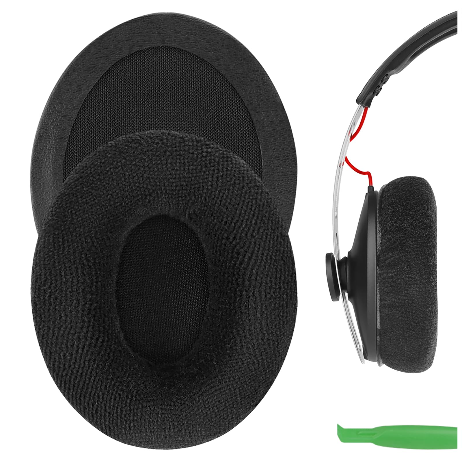 Geekria Comfort Velour Replacement Ear Pads for Sennheiser Momentum On-Ear, Momentum 2.0 On-Ear (Do Not Fit 2.0 Over-Ear) Headphones Ear Cushions, Repair Parts with Video Guide (Black)