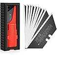 HAUTMEC Utility Knife Blades, 10-Pack with Dispenser, Standard Replacement Blades for Heavy Duty Utility Knives and Box Cutters, Sharper SK2H Black Blades HT0265-KN