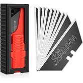 HAUTMEC Utility Knife Blades 10 Pack, SK2H Box Cutter Blades with Compact Safety Dispenser, Rust-Resistant Universal Razor Blades - HT0265