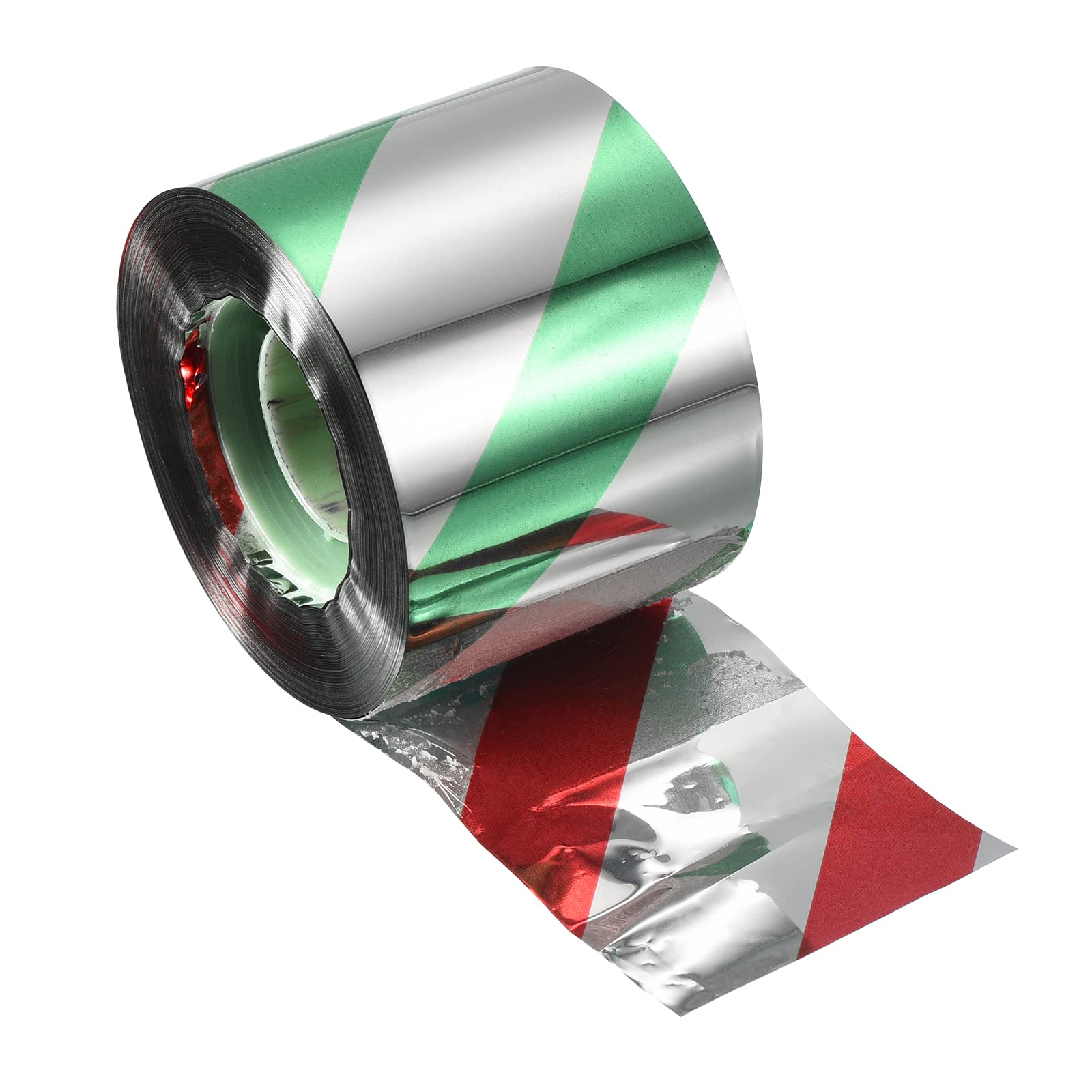 PATIKIL Bird Reflective Scare Tape, 328ft x 1.9" PET Double Sided Repelling Ribbon Keep Away Bird for Garden Farm Home, Green Silver