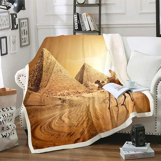 Amazon.com: Feelyou Pyramid Plush Throw Blanket Ancient Egypt Camel