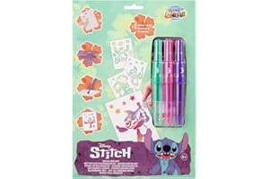 Disney Stitch Kids Painting Kit - 3 Pale Pens and Reusable Stencils - Creative Drawing Kit for Girls Boys - ST23363V1