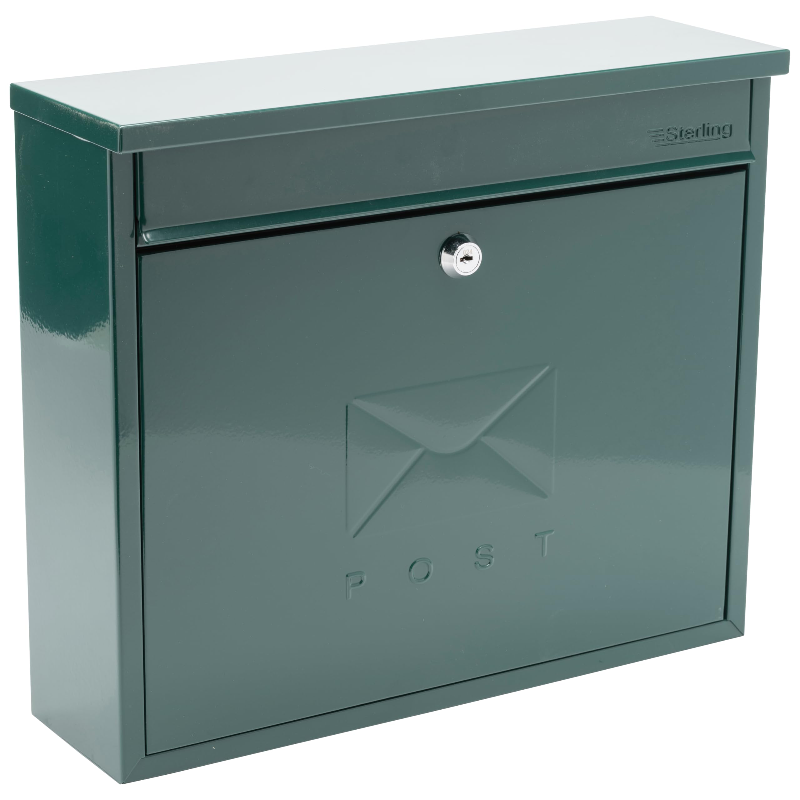 Burg-Wachter MB02G Green Elegance Wall Mounted Galvanised Steel Lockable Weatherproof Post Box - 36x31x10cm