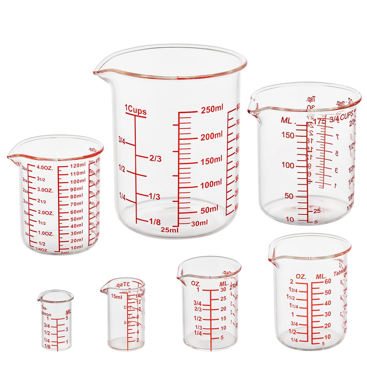 High Borosilicate Glass Measuring Cup Set-V-Shaped