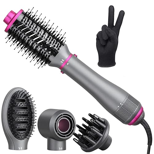 KOOVON Hair Dryer Brush, Pink Upgraded Hot Air Brush Negative