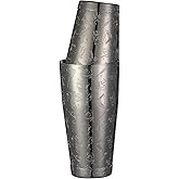 Weighted Boston Shaker Cocktail Shaker Etched with Tiki Imagery (Black Tiki Graphic)