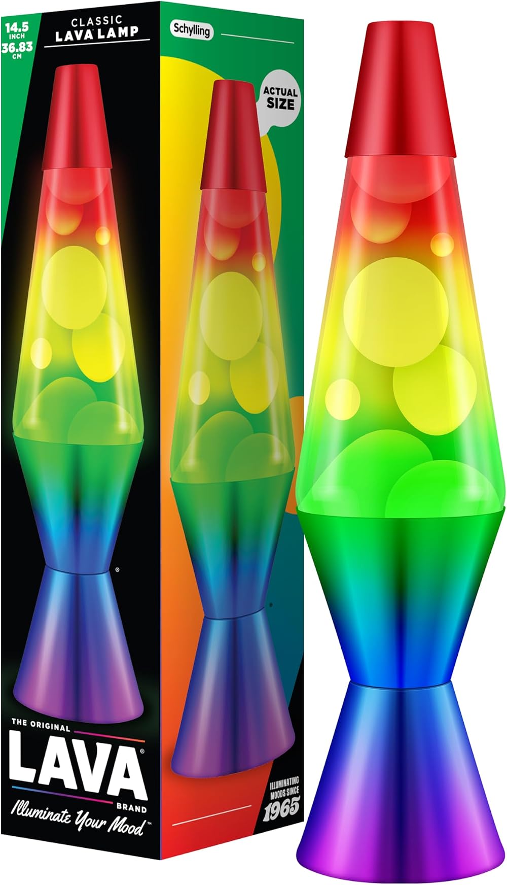 Lava Lamp Rainbow 2179 Hand Painted Globe White Wax 14.5 Inch Lamp