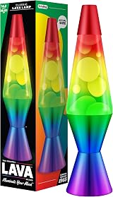 Lava Lamp Rainbow 2179 Hand Painted Globe White Wax 14.5 Inch Lamp