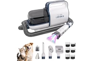 LABEKA 6-in-1 Pet Grooming Kit with Vacuum Brush | Low Noise Deshedding Tool, Dog Hair Clippers & Scissors | Shedding Control for Dogs Cats Clean up