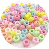 1900+ Pony Bead Bulk 6x9mm Multi-Colored Plastic Craft Beads Set, Bulk Hair Beads for DIY Crafting Jewelry Making Bracelets