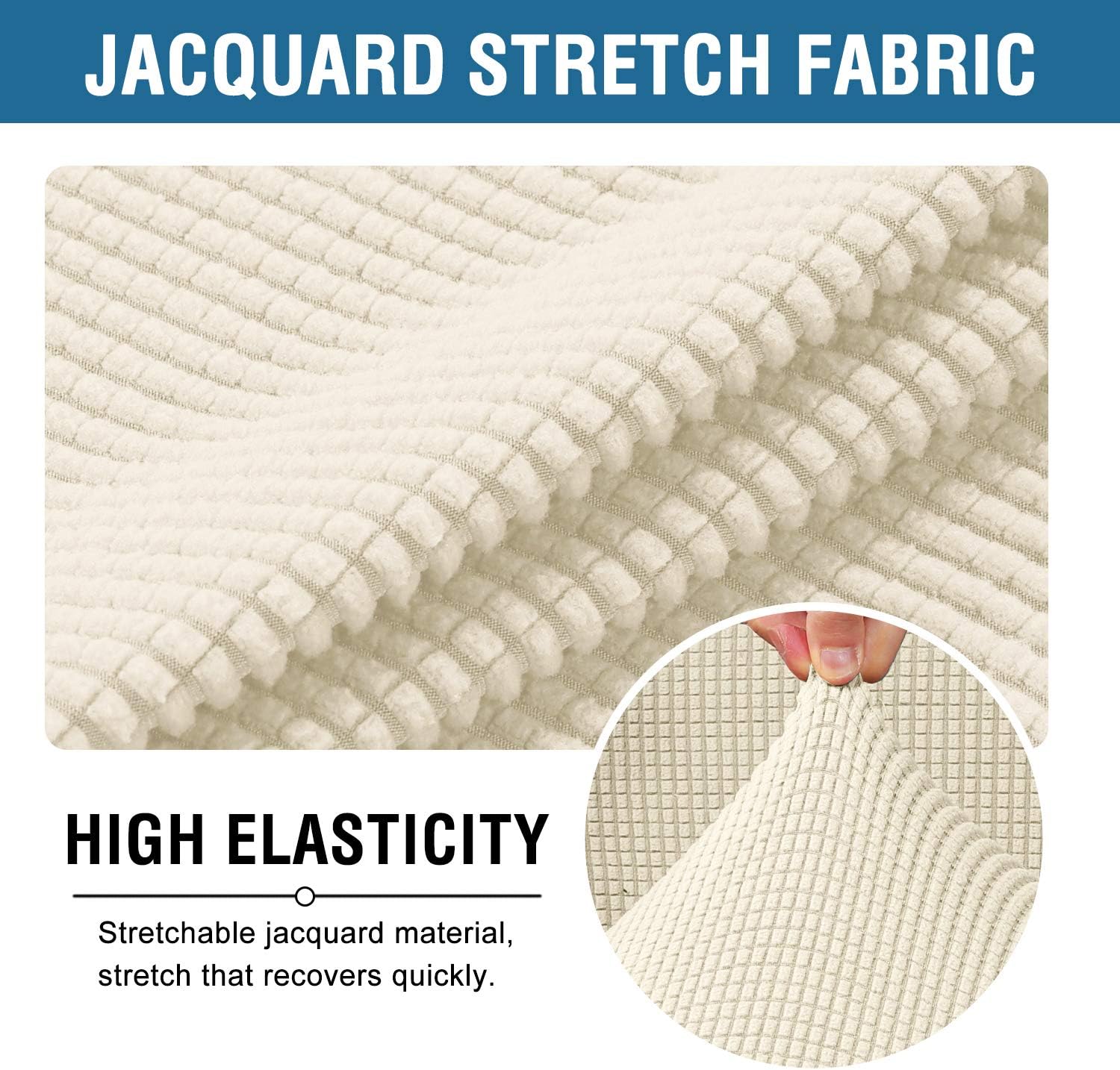 2 Piece Sofa Cover Spandex Jacquard Fabric Furniture Slipcover Stay in Place High Stretch Rich Jacquard Wing Back Armchair Slipcovers, Skid Resistance Machine Washable(Wing Chair, Natural): Kitchen & Dining