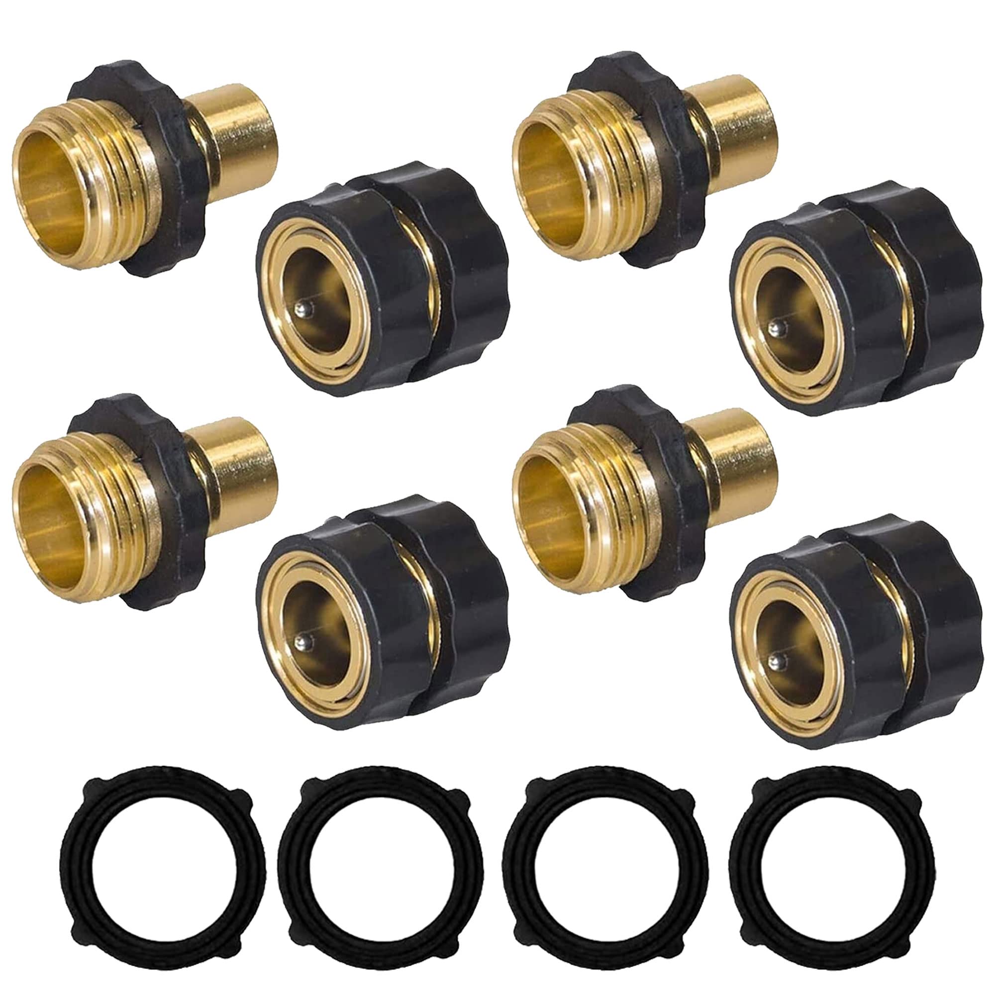 Photo 1 of Hourleey Garden Hose Quick Connector, 3/4 Inch Male and Female Garden Hose Fitting Quick Connector (4 Set)