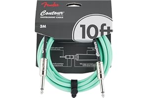 Fender Contour Instrument Cable, Guitar Cable, Guitar Accessories, Straight/Straight, Seafoam Green, 10 ft