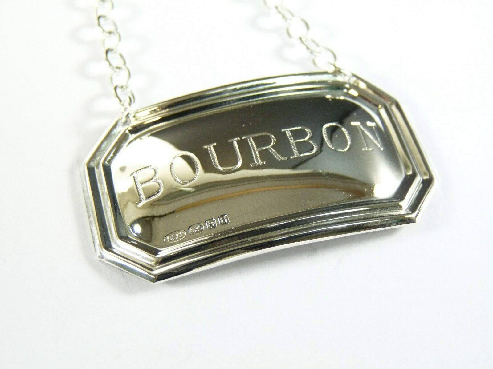 Broadway Silversmiths NEW Sterling Silver DECANTER/Wine Label - BOURBON - Boxed