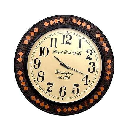 Home Decorative Items in Living Room, Bedroom | Jaipur House Handicraft Gifts Wooden Carving Work Wall Clock (Product Dimensions: (inches) 24 x 2 x 24)