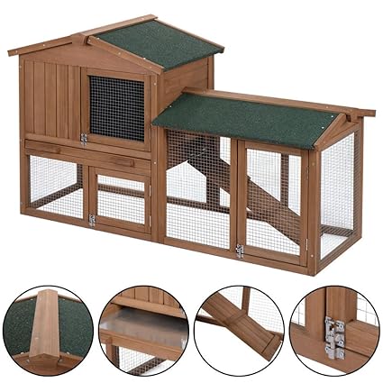 Amazoncom 58 Large Wooden Rabbit Hutch Chicken Coop Bunny Animal