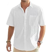 Men's Linen Shirt Short Sleeve - Lightweight Cuban Guayabera Style, Casual Summer Top - View #2