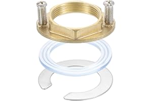 uxcell Female Thread Hex Lock Nut g M32 x 1.5x1.5mm Brass Single Hole Faucet Lock Nuts with C-Type Gasket, Faucet Fixing Tool