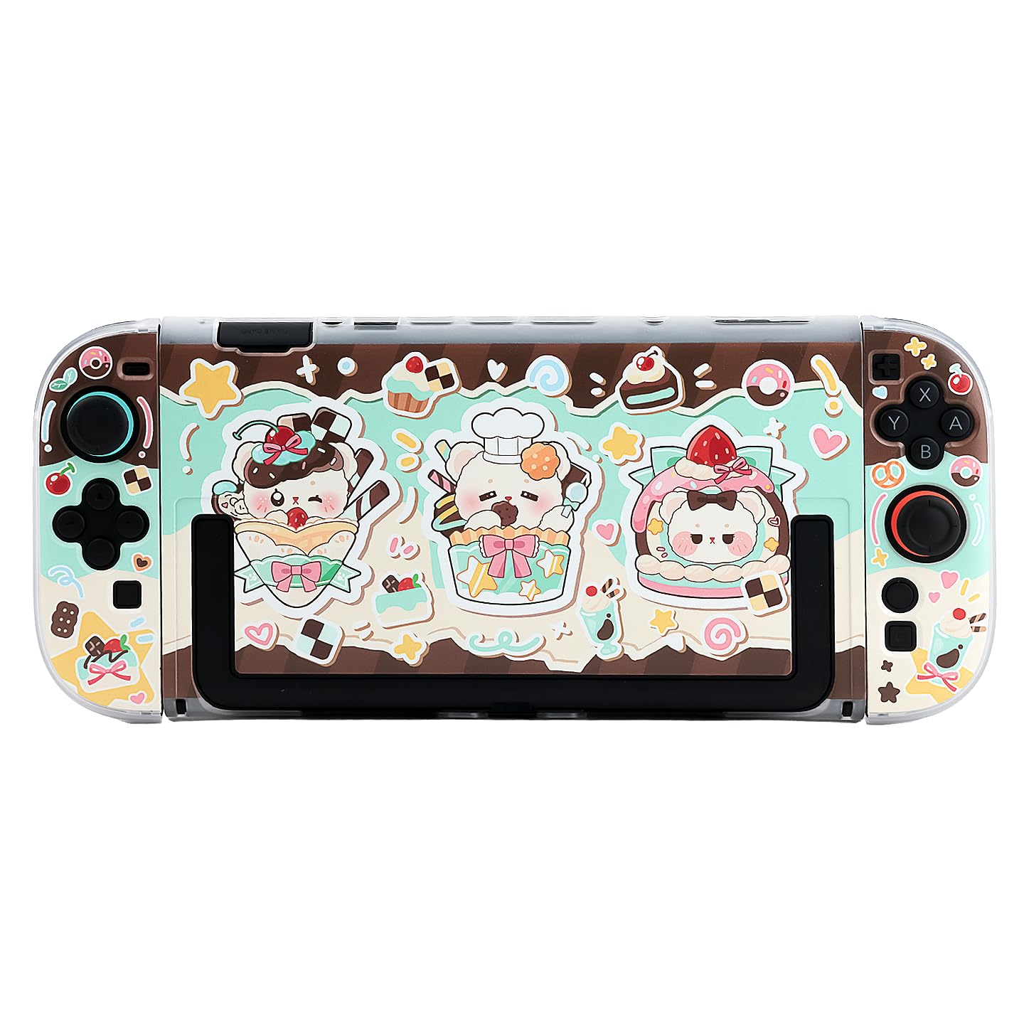 BLINGKIYO Protective Case Compatible with Nintendo Switch, Dockable Protective Cover for Switch2/OLED, Cute Switch Shell - Mint Chocolate Bear (for Switch2)