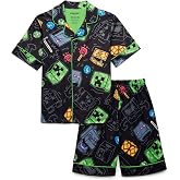 Minecraft Boys' 2-piece Loose-fit Pajama Set, Matching Pajamas | Comfortable Sleepwear, Soft &amp; Cute Nightwear for Kids