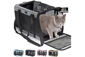 GORILLA GRIP Cat Carrier Travel Bag Up to 15 Lbs, Soft Collapsible Small Dog Carriers, Top and Side Entry Breathable Mesh, Grip Feet on Underside, Cozy Washable Waterproof Pad, Portable Kennel, Gray