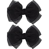Zolyco 4.5-Inch Hair Bows Organza Alligator Clips Delicate Double Luster Sheer Mesh Hair Accessories for Girls, Toddler, Kids and Women Birthday Wedding Christmas Occasions- Set of 2