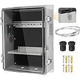 Joinfworld Outdoor Electrical Vented Box Outdoor Waterproof Junction Enclosure 16x11x6 Plastic WiFi Box with Stainless Steel Buckle Dust Screen 12V Fan