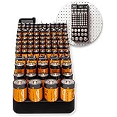 Bee Neat Battery Organizer and Storage Case with Tester - Battery Storage Box for Wall or Drawer - New & Improved Slanted Slo