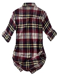 Match Womens Button Down Flannel Plaid Shirts roll