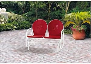 This Metal Vintage Porch Glider, Acts As a Timeless Piece of Outdoor Patio Furniture for Your Garden, Lawn, Deck, or Backyard Living Space for Years to Come. Swing Chairs Will Seat 2. Made By Mainstays. Classic Red