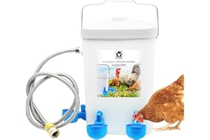 GIFANK Automatic Chicken Waterer Float Controlled, 3 Gallons Poultry Waterer Dispenser with Hose Attachment, Poultry Automatic Drinking Accessories for Chicks, Duck, Goose, Turkey