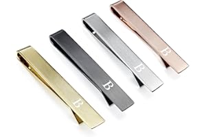 HAWSON 2 inch Tie Clips for Men-Skinny Tie Bar Personalized Letter Tie Clip Set for Wedding Anniversary Business and Best Gift for Him