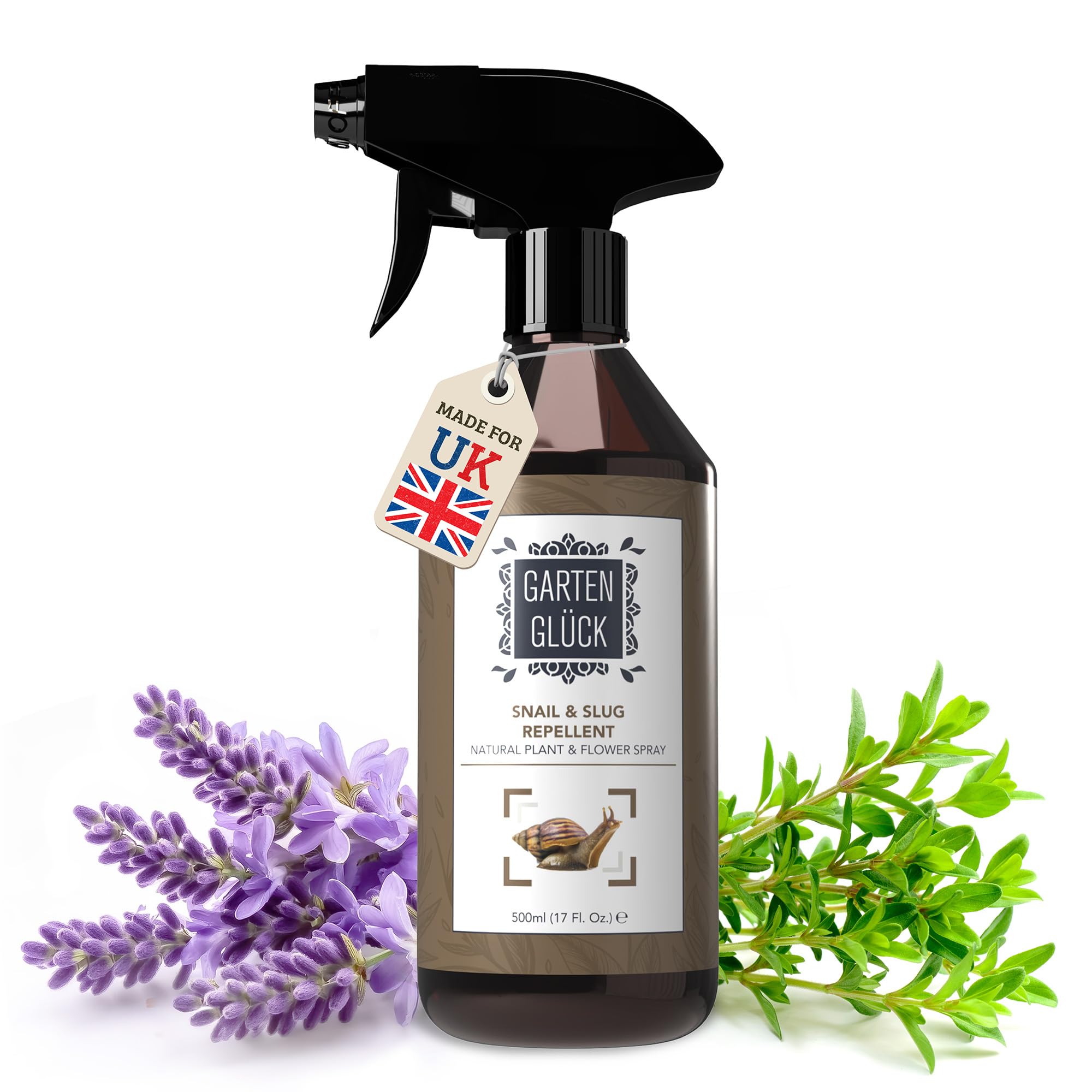Garten Glück Slug & Snail Repellent Spray for Garden Plants, 500ml- Pet-Friendly Outdoor Protection - Natural Spray Alternative to Pellets - Helps Protect Beds, Borders, Pots & Vegetable Gardens