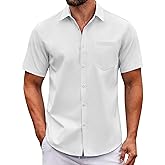 COOFANDY Mens Casual Button Down Shirts Short Sleeve Summer Untucked Dress Shirt with Pocket