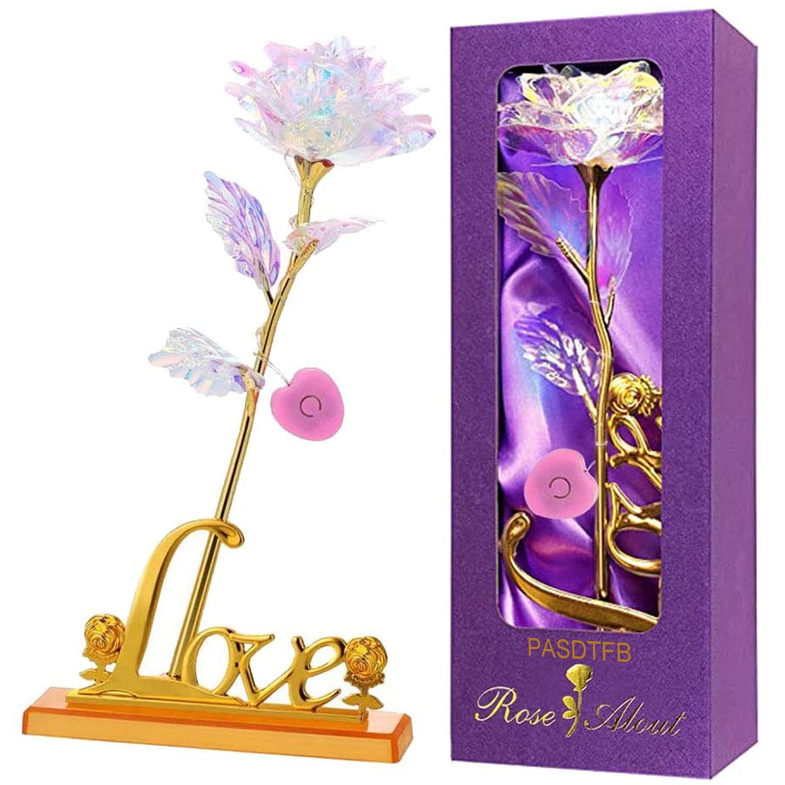 Valentines Gifts for Her Galaxy Colorful Rose Birthday Gifts for Women Forever Rose Flowers Presents for Women Gifts for Girlfriend Mum Sister Grandma Wife Anniversary Eternal Flowers with Love Base