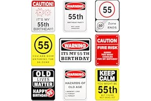 SUNPHOENIX 55th Birthday Decorations - 9PCS Over the Hill 55th Birthday Decoration for Men Women Funny You're 55 Birthday Signs for 55 Birthday Party Door Window Decor Cheers to 55 Years Old Photo Booth Props