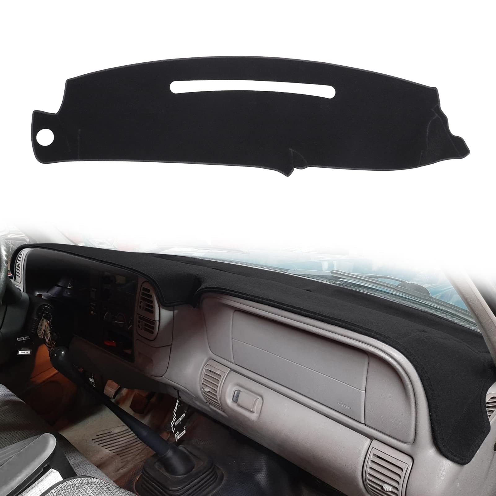 Photo 1 of HanLanKa Dashboard Cover Dash Cover Mat Pad Compatible with 1997-2000 Chevy Chevrolet/GMC C1500 C2500 C3500 K1500 K2500 K3500, 1997-1999 GMC Yukon/Chevy Tahoe/Suburban(Black)