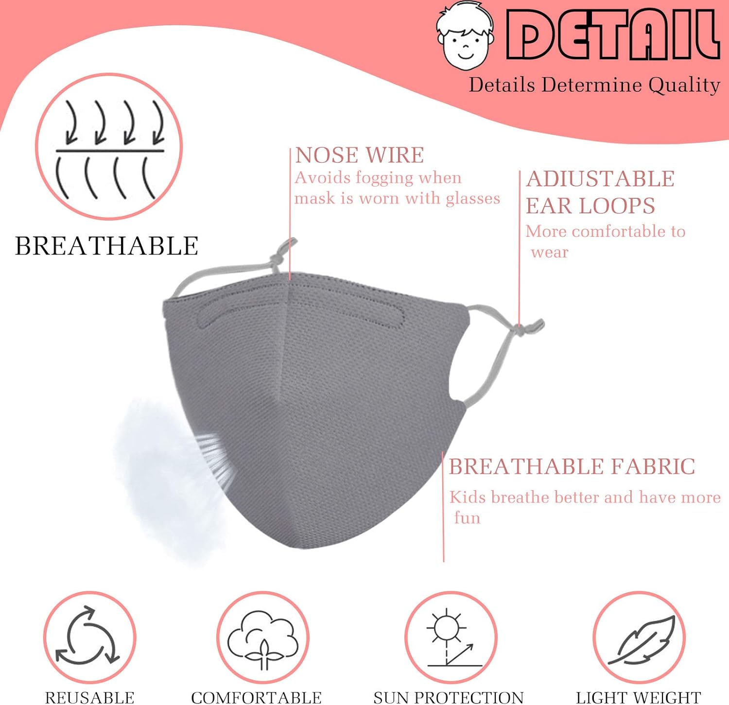Gyothrig 4 Pack Summer Sports Face Mask with Nose Wire for Adult & Kids Breathable Reusable Washable : Sports & Outdoors
