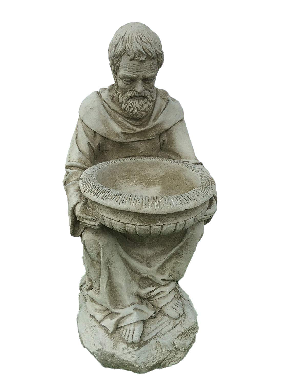 Stone Bird Bath Birdbath Feeder St Francis Garden Statue Ornament
