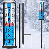 Rain Gauge Outdoor,Accurate Rain Gauges Outdoors Best Rated,Upgraded Freeze Proof Rain Measure Gauge for Yard Fence,Rain Meter with Stake,Large Font Water Gauge for Rain,Adjustable Height,Easy to Read
