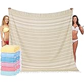 Giant Turkish Beach Towel Blanket 85x75 Cotton XXL Extra Large Oversided Bath Pool Blankets XL Huge Bed Sand Free Throw Towels Picnic Outdoor Big Quilt Necessities Cloud Gifts for Adult Beige
