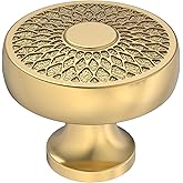 Alzassbg Round Cabinet Knobs, Champagne Bronze, 1.4 Inch Diameter, Decorative Filigree Pattern, Kitchen and Drawer Hardware, 