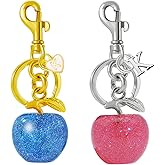 ANDGING Initial Letter Cherry Keychain for Women Blue Pink Key Chains Bag Charm for Purse Handbag Backpack