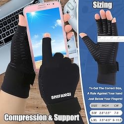 2 Pairs Copper Arthritis Compression Gloves Women